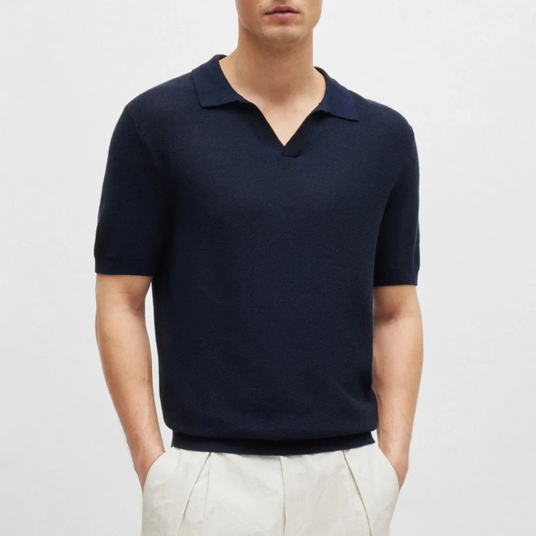 HUGO BOSS TEMPIO TEXTURED COTTON POLO SHIRT NAVY BLUE 3XL RRP £159 BNWT