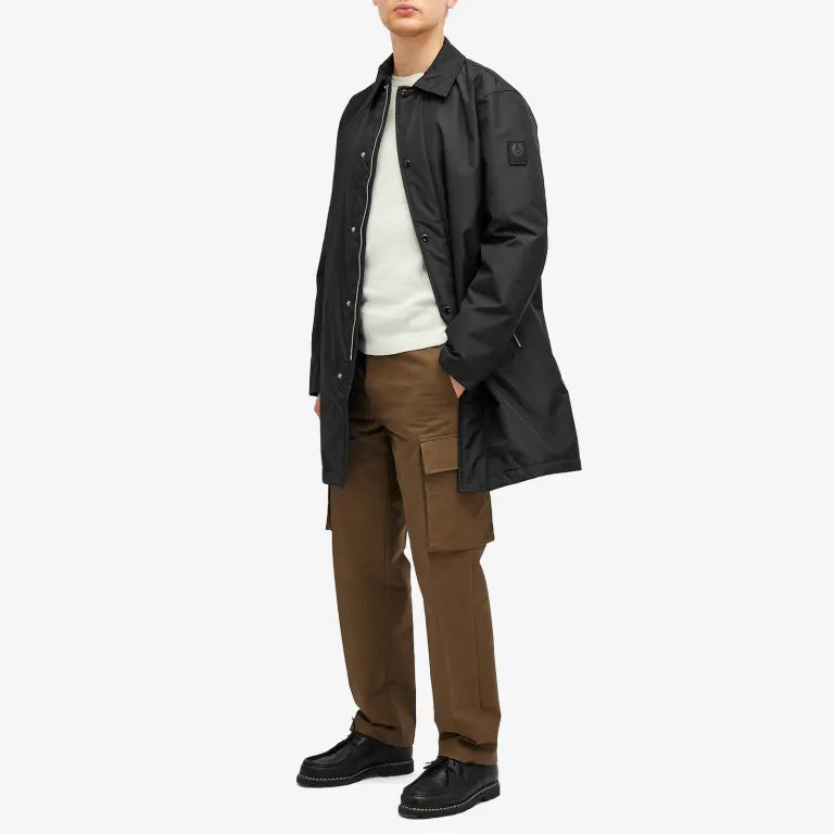 BELSTAFF DRILL NYLON SHELL OVERCOAT JACKET BLACK RRP £425 BNWT