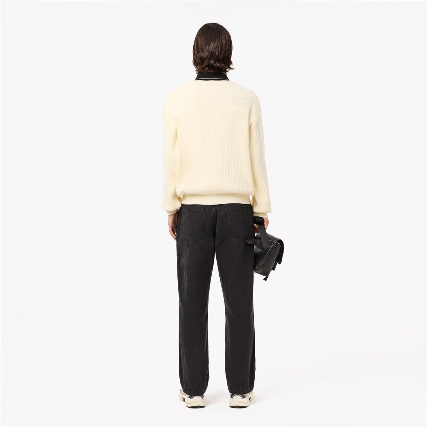 LACOSTE STRAIGHT FIT COTTON CANVAS CARPENTER TROUSERS BLACK 36 REG RRP £135 BNWT