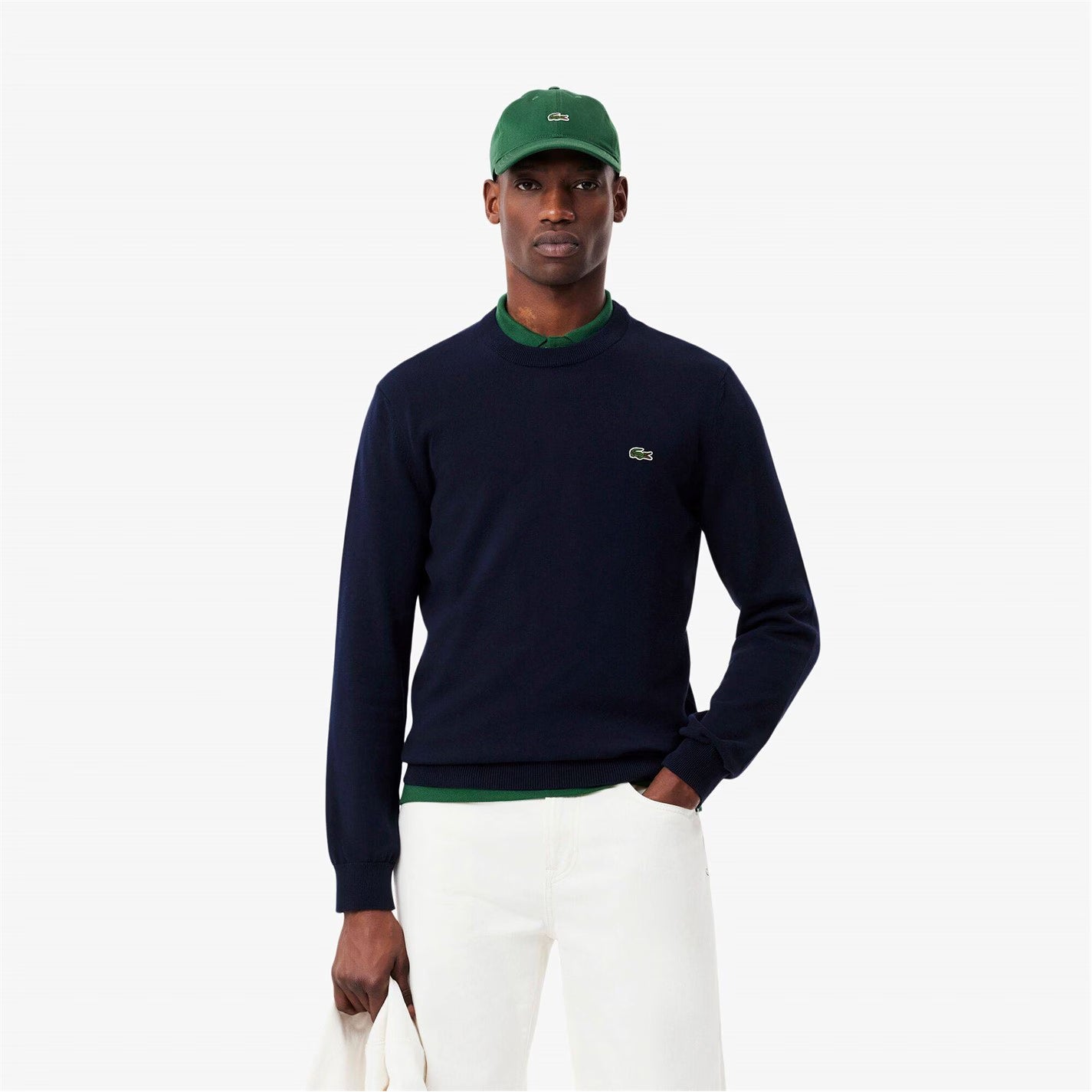LACOSTE CREW NECK KNIT CROC LOGO JUMPER NAVY BLUE RRP £110 BNWT