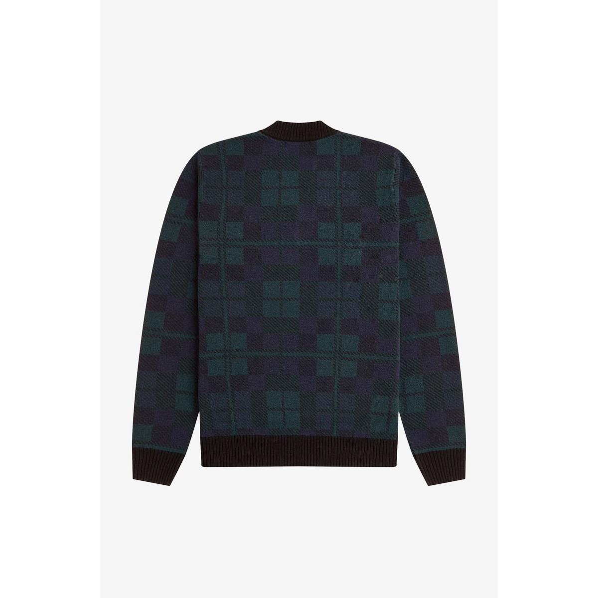 FRED PERRY BLACKWATCH TARTAN V NECK WOOL BLEND JUMPER MEDIUM RRP £150 BNWT