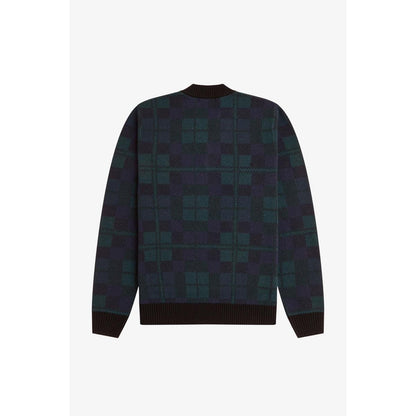 FRED PERRY BLACKWATCH TARTAN V NECK WOOL BLEND JUMPER MEDIUM RRP £150 BNWT