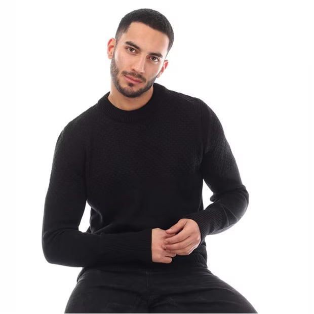 BELSTAFF STERNWAY MERINO WOOL CREW NECK JUMPER BLACK RRP £229 BNWT