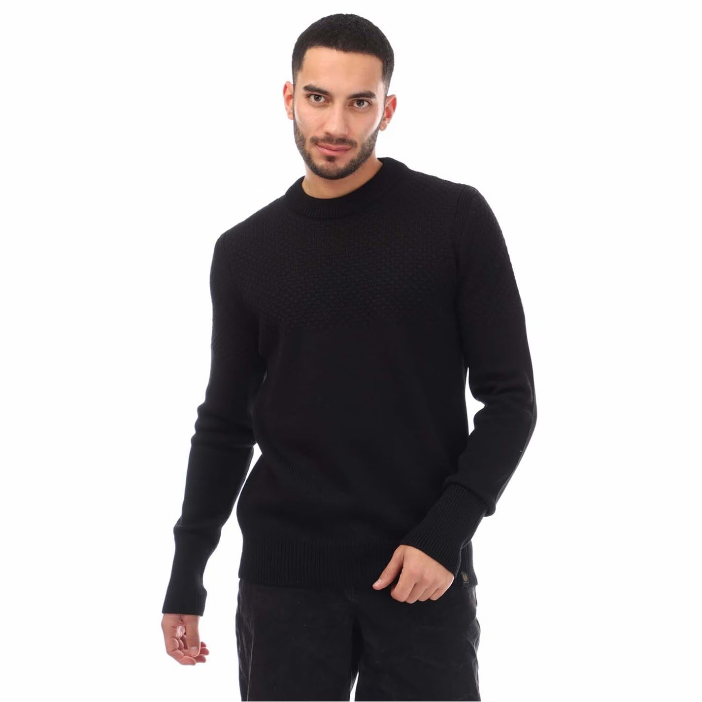 BELSTAFF STERNWAY MERINO WOOL CREW NECK JUMPER BLACK RRP £229 BNWT