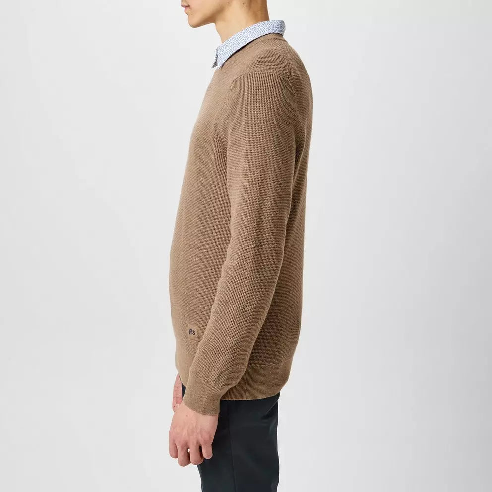 PAUL SMITH PS WAFFLE KNITTED LOGO JUMPER LIGHT BROWN/BEIGE XL RRP £165 BNWT