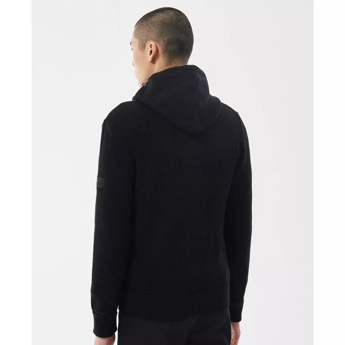 BARBOUR INTERNATIONAL ERASER KNITTED FULL ZIP HOOD JUMPER BLACK 2XL RRP £179 NEW