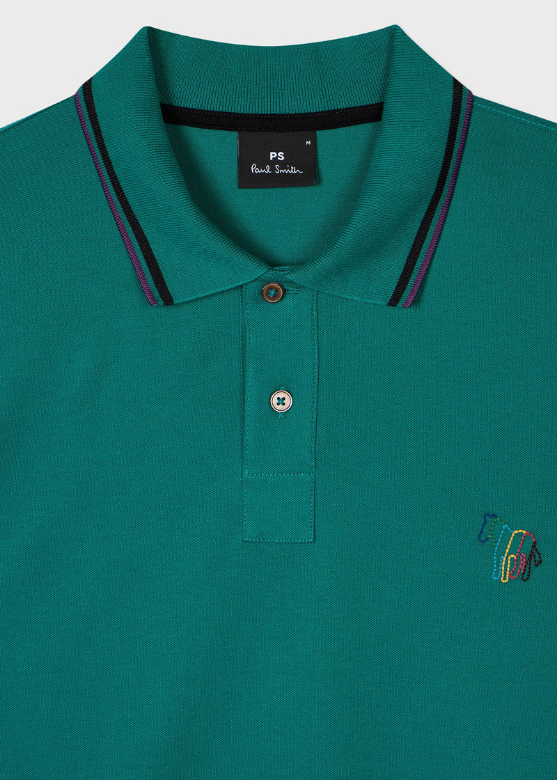 PAUL SMITH PS TIPPED BROAD STRIPE PIQUE COTTON POLO SHIRT GREEN 2XL RRP £90 BNWT