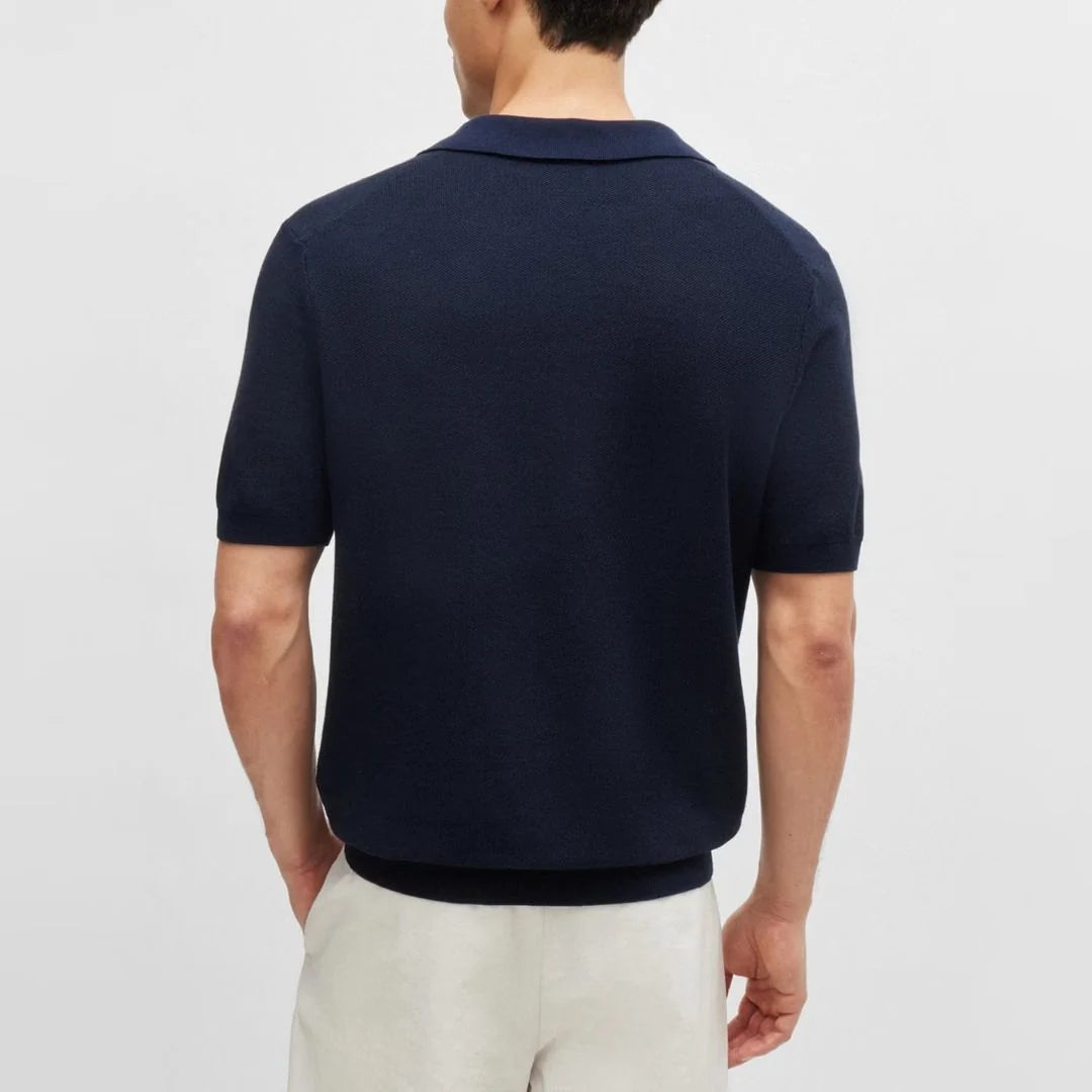 HUGO BOSS TEMPIO TEXTURED COTTON POLO SHIRT NAVY BLUE 3XL RRP £159 BNWT