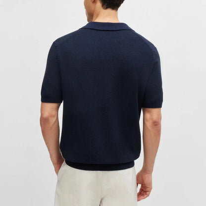 HUGO BOSS TEMPIO TEXTURED COTTON POLO SHIRT NAVY BLUE 3XL RRP £159 BNWT