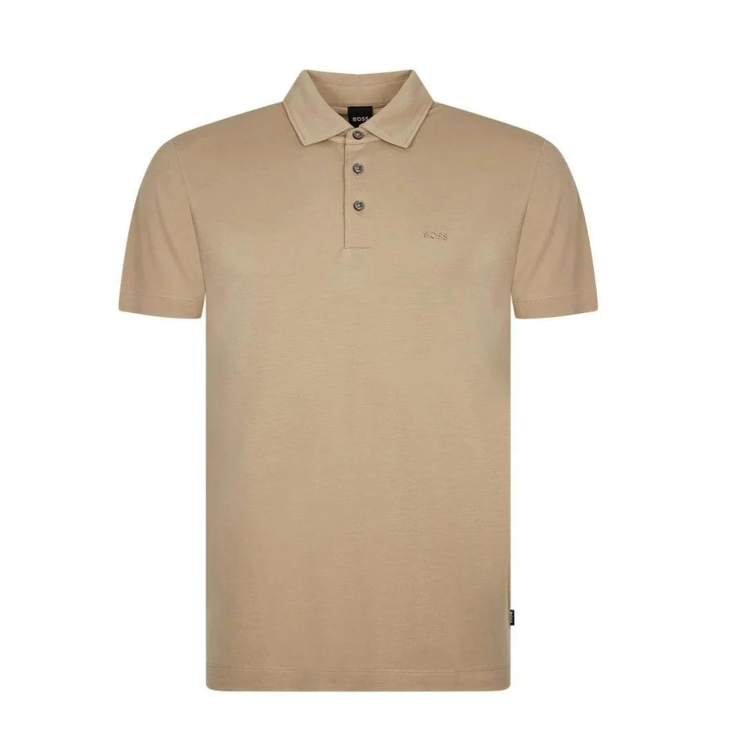HUGO BOSS PRESS 55 STRETCHY COTTON POLO SHIRT DARK BEIGE 4XL RRP £119 BNWT