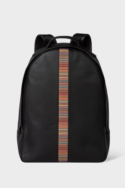 PAUL SMITH MAINLINE CALF LEATHER SIGNATURE STRIPE BACKPACK BLACK RRP £650 BNWT