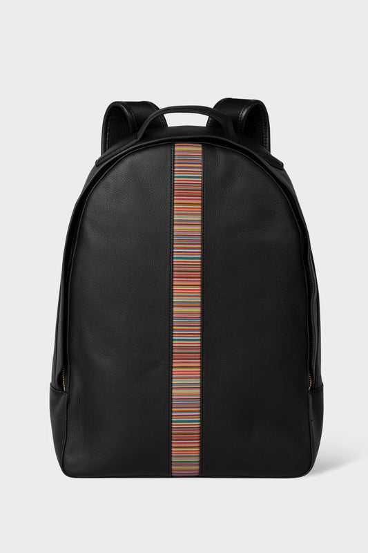 PAUL SMITH MAINLINE CALF LEATHER SIGNATURE STRIPE BACKPACK BLACK RRP £650 BNWT