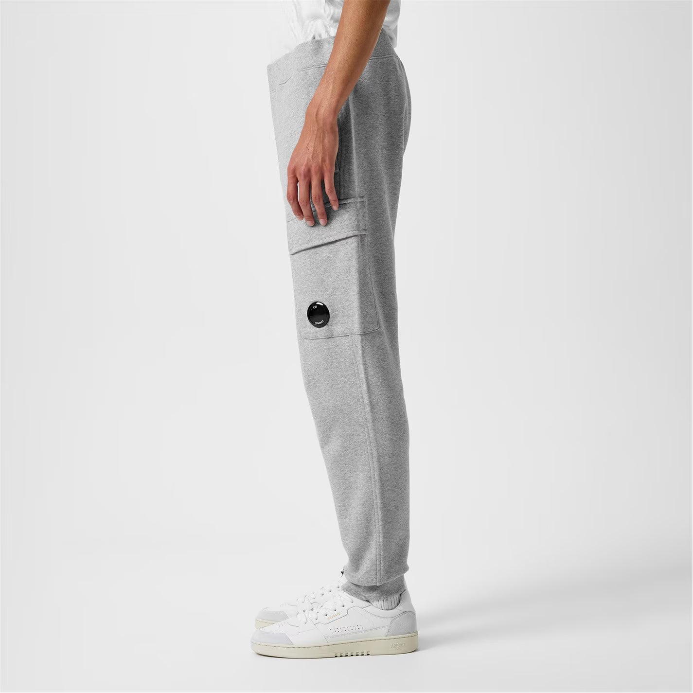 C.P. COMPANY LENS COTTON FLEECE JOGGERS TRACK PANTS GREY MARL 2XL RRP £210 BNWT