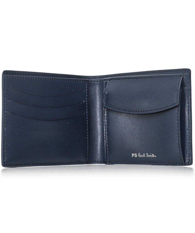 PAUL SMITH PS LEATHER BI-FOLD COIN POUCH WALLET NAVY BLUE RRP £130 NEW IN BOX