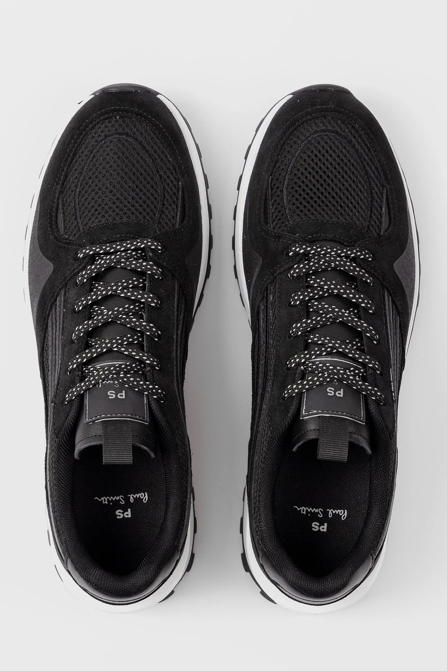 PAUL SMITH PS MARINO MIXED MEDIA LOW TOP TRAINERS BLACK RRP £195 BNIB
