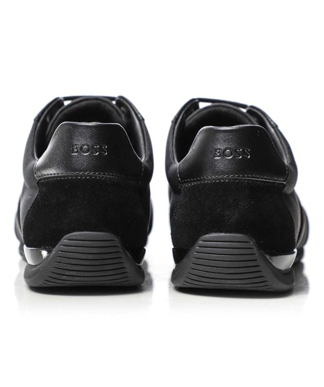 HUGO BOSS SATURN MIXED MEDIA LOW TOP TRAINERS BLACK UK 9 RRP £189 BNIB