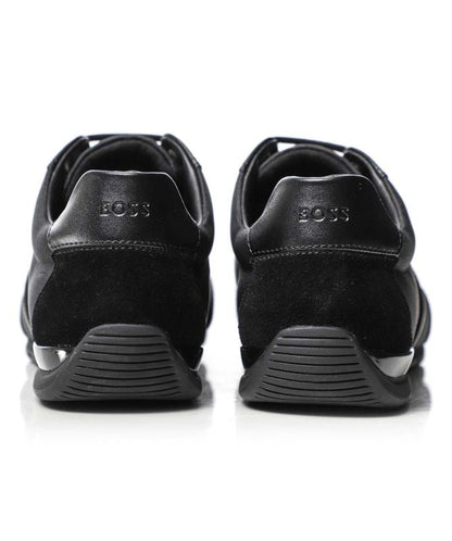 HUGO BOSS SATURN MIXED MEDIA LOW TOP TRAINERS BLACK UK 9 RRP £189 BNIB
