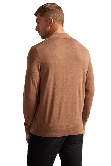 TED BAKER CORE WEMBLEY WOOL LS POLO SHIRT JUMPER TAN BROWN 2XL RRP £90 BNWT