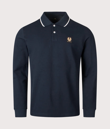 BELSTAFF TIPPED LONG SLEEVE PIQUE COTTON POLO SHIRT DARK INK XL RRP £120 BNWT