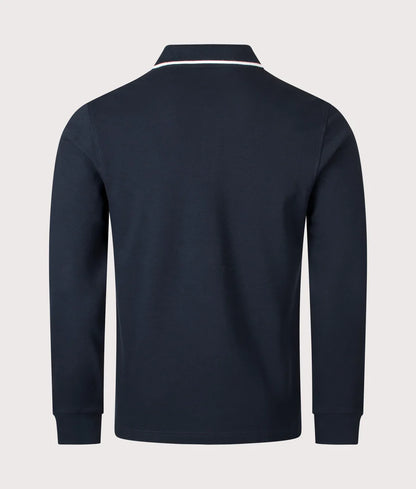 BELSTAFF TIPPED LONG SLEEVE PIQUE COTTON POLO SHIRT DARK INK XL RRP £120 BNWT