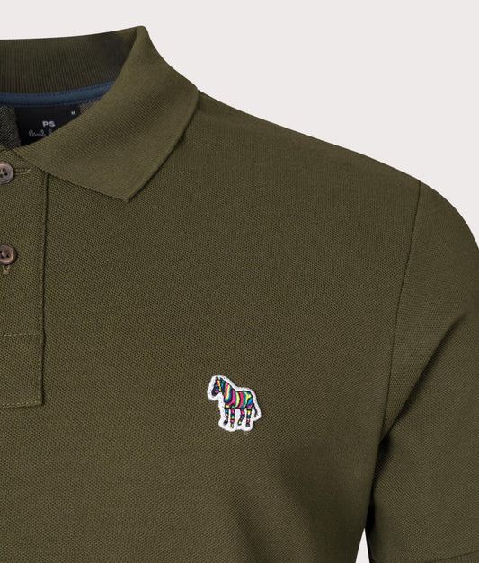 PAUL SMITH PS ZEBRA PIQUE COTTON POLO SHIRT OLIVE GREEN (36E) 2XL RRP £90 BNWT