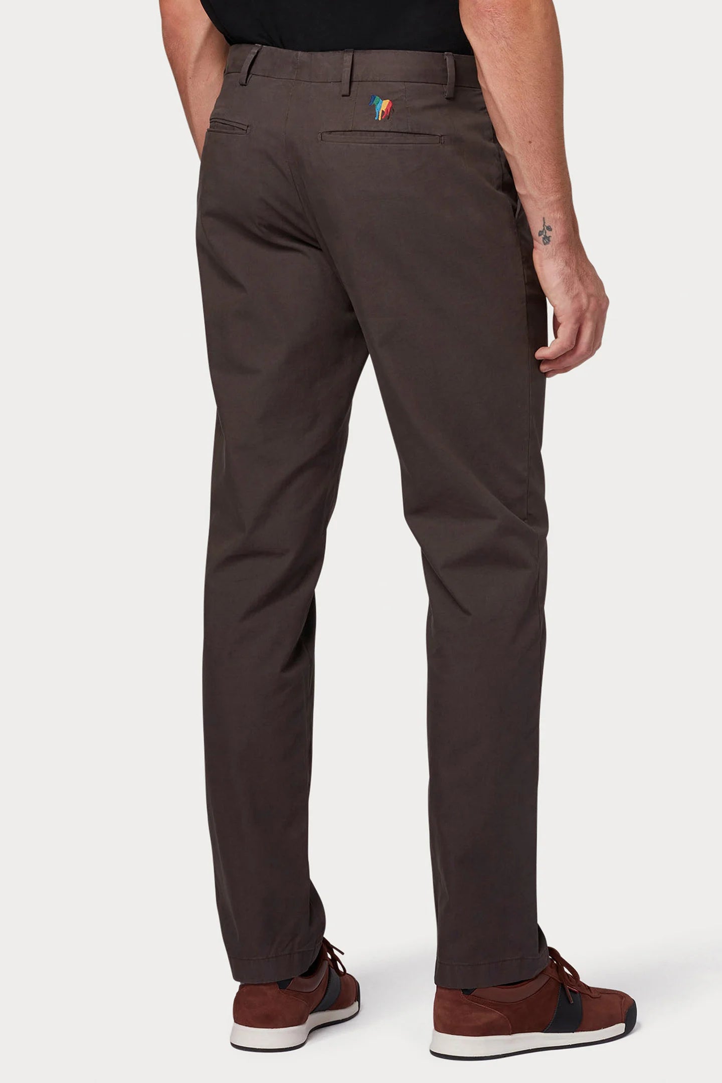 PAUL SMITH ZEBRA BADGE SLIM FIT CHINO TROUSERS DARK TAUPE 38 LONG RRP £150 BNWT