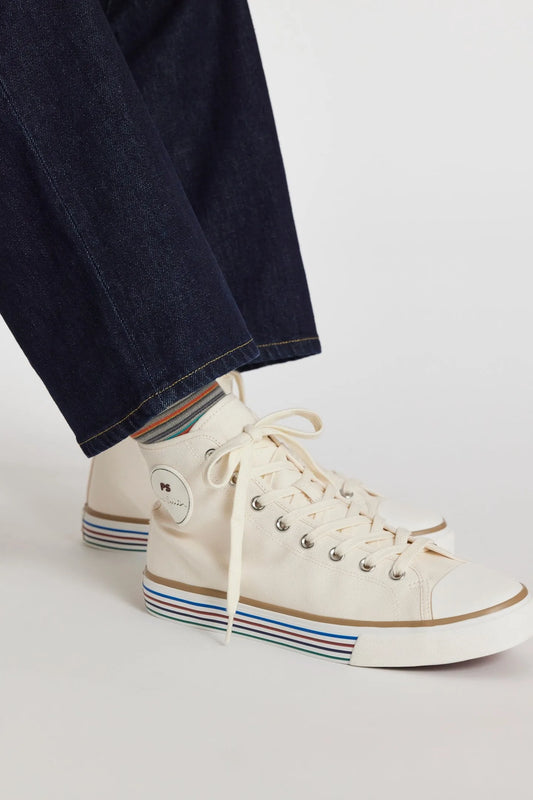 PAUL SMITH PS YUMA HIGH TOP CANVAS TRAINERS WHITE RRP £150 BNIB