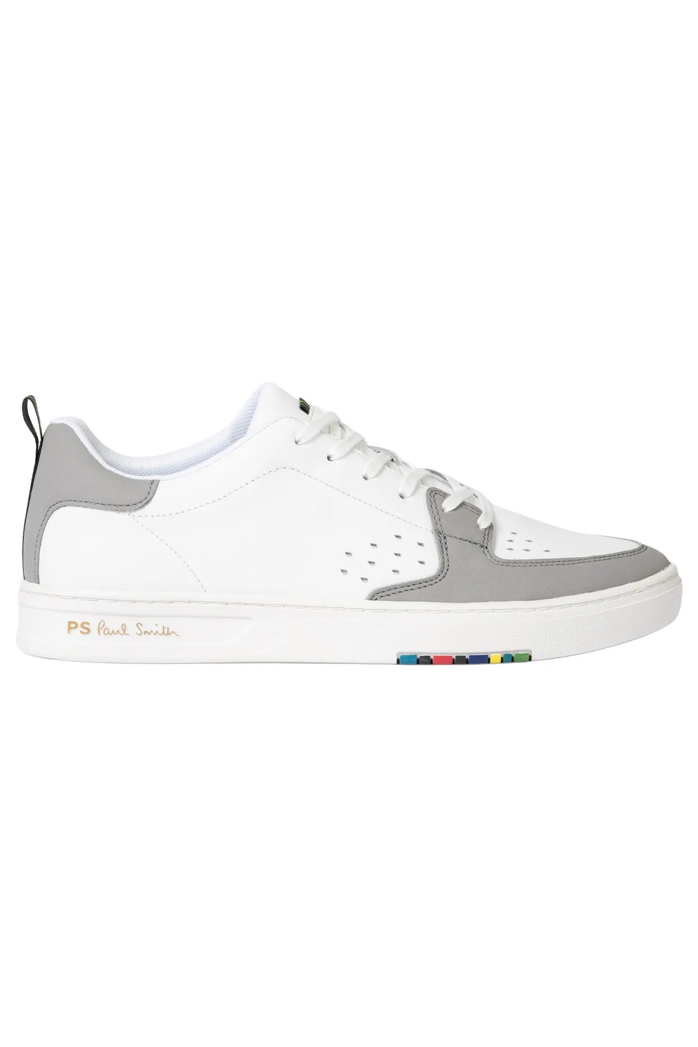 PAUL SMITH PS COSMO LEATHER TRAINERS WHITE/GREY UK 8 RRP £195 BNIB