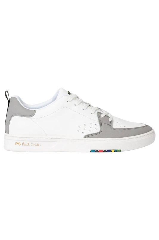 PAUL SMITH PS COSMO LEATHER TRAINERS WHITE/GREY UK 8 RRP £195 BNIB