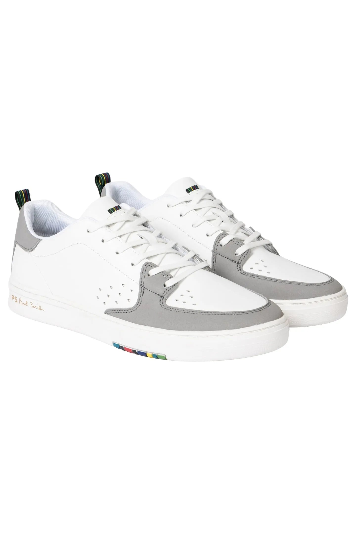 PAUL SMITH PS COSMO LEATHER TRAINERS WHITE/GREY UK 8 RRP £195 BNIB