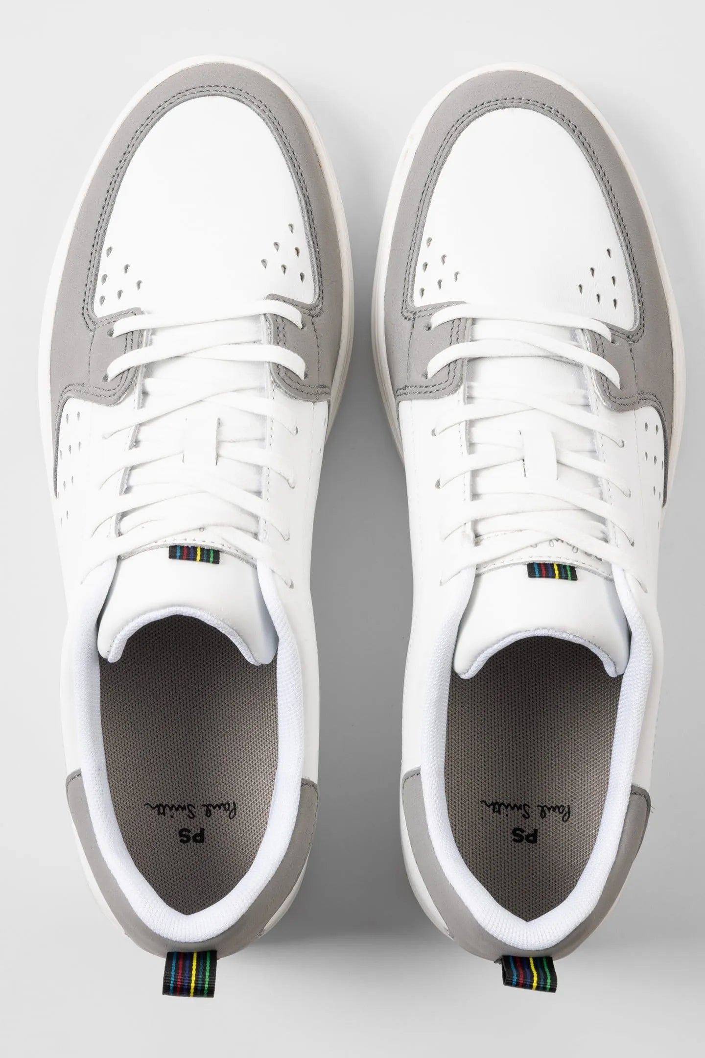 PAUL SMITH PS COSMO LEATHER TRAINERS WHITE/GREY UK 8 RRP £195 BNIB