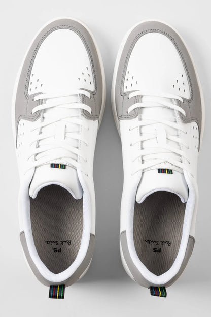 PAUL SMITH PS COSMO LEATHER TRAINERS WHITE/GREY UK 8 RRP £195 BNIB