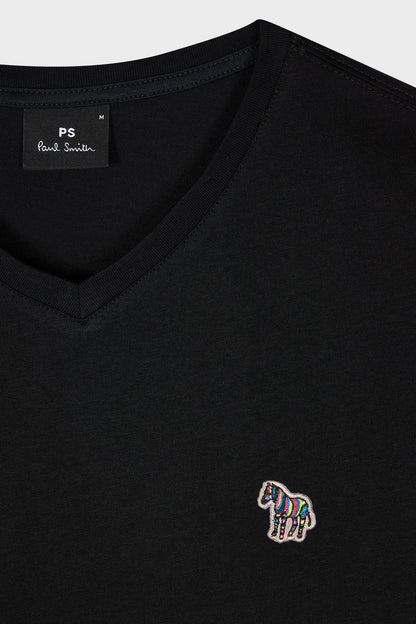 PAUL SMITH PS ORGANIC COTTON ZEBRA LOGO V-NECK T-SHIRT BLACK L RRP £70 BNWT