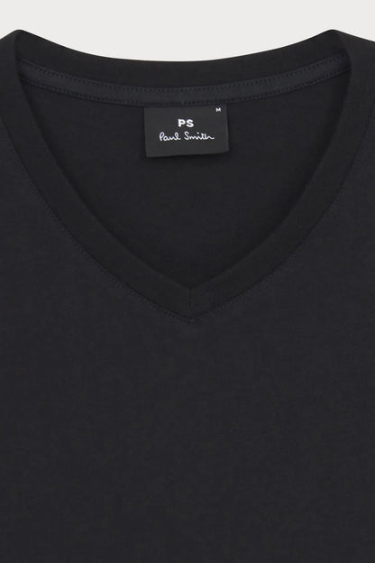 PAUL SMITH PS ORGANIC COTTON ZEBRA LOGO V-NECK T-SHIRT BLACK L RRP £70 BNWT