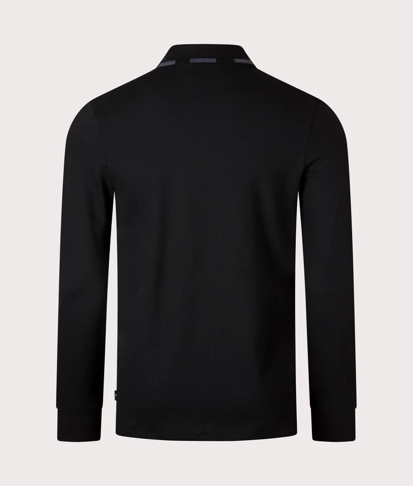 PAUL SMITH PS LONG SLEEVE FULL ZIP COTTON POLO SHIRT BLACK/GREY RRP £115 BNWT