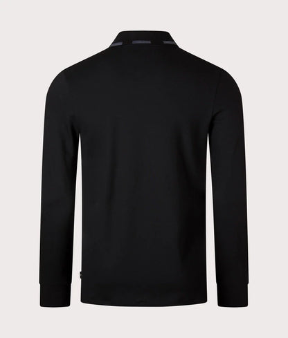 PAUL SMITH PS LONG SLEEVE FULL ZIP COTTON POLO SHIRT BLACK/GREY RRP £115 BNWT