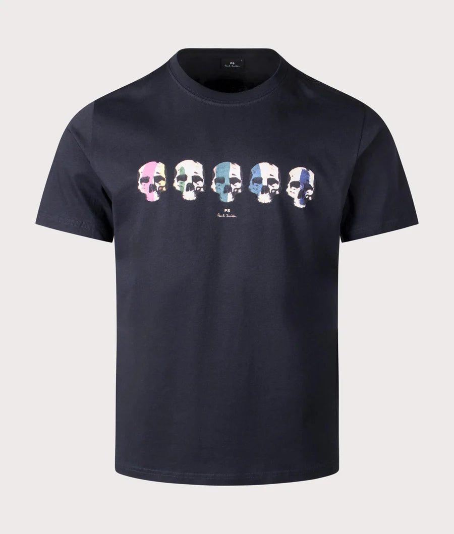PAUL SMITH PS MULTI SKULL COTTON T-SHIRT NAVY BLUE XL RRP £75 BNWT