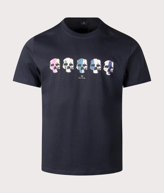 PAUL SMITH PS MULTI SKULL COTTON T-SHIRT NAVY BLUE XL RRP £75 BNWT