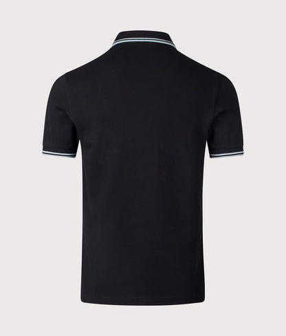 FRED PERRY TWIN TIPPED PIQUE COTTON POLO SHIRT BLACK/SILVER BLU XL RRP £80 BNWT