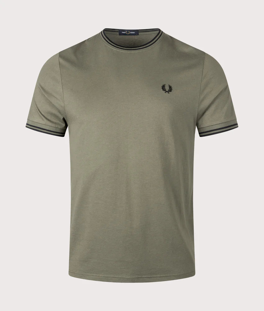 FRED PERRY TWIN TIPPED T-SHIRT LAUREL WREATH GREEN/BLACK 2XL RRP £50 BNWT