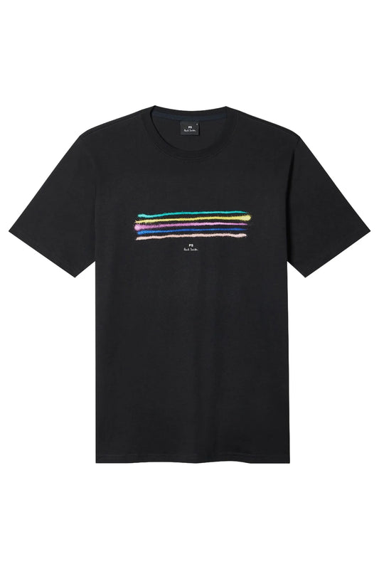 PAUL SMITH PS BRUSH STROKES STRIPED LOGO COTTON T-SHIRT BLACK 3XL RRP £75 BNWT