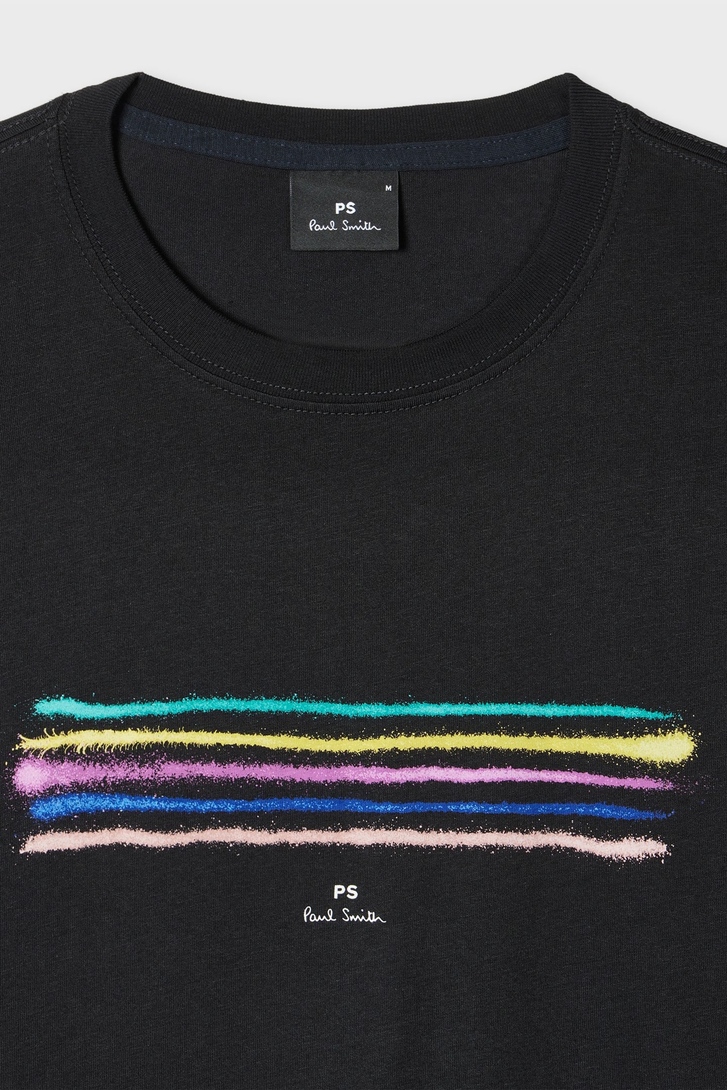 PAUL SMITH PS BRUSH STROKES STRIPED LOGO COTTON T-SHIRT BLACK 3XL RRP £75 BNWT