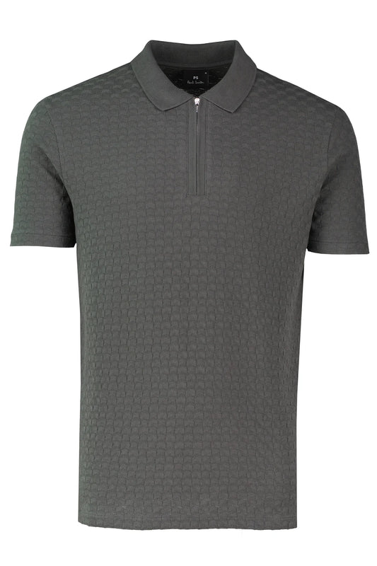 PAUL SMITH PS HALF ZIP TEXTURED ORGANIC COTTON POLO SHIRT GREY XL RRP £115 BNWT