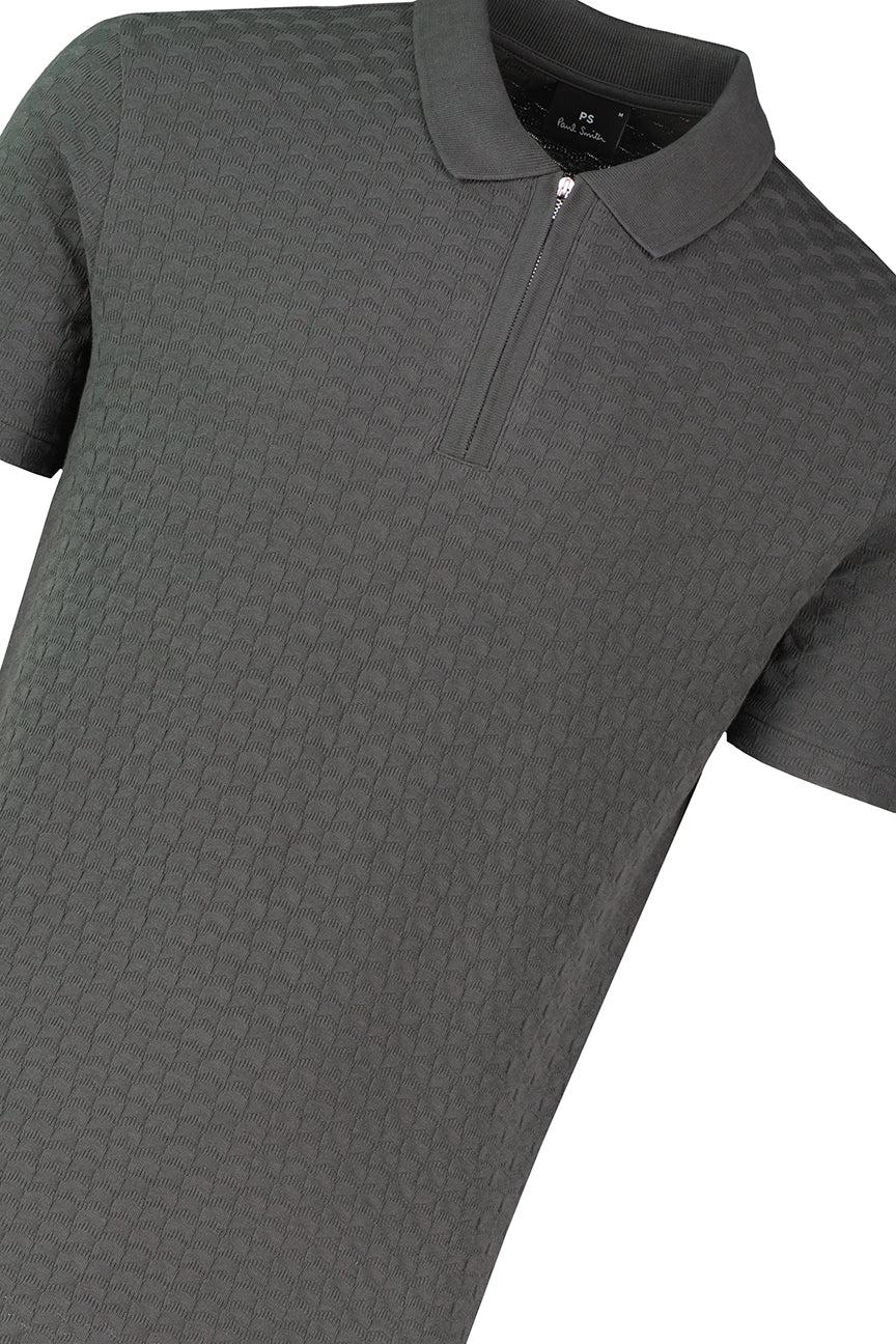 PAUL SMITH PS HALF ZIP TEXTURED ORGANIC COTTON POLO SHIRT GREY XL RRP £115 BNWT