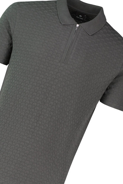 PAUL SMITH PS HALF ZIP TEXTURED ORGANIC COTTON POLO SHIRT GREY XL RRP £115 BNWT