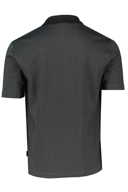 PAUL SMITH FULL BUTTON GEOMETRIC PATTERN POLO SHIRT BLACK/GREY 2XL RRP £125 BNWT