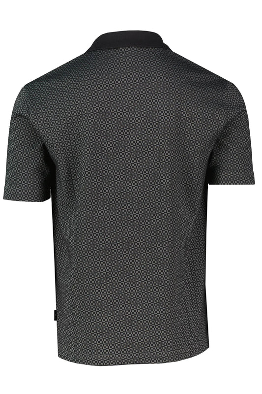 PAUL SMITH FULL BUTTON GEOMETRIC PATTERN POLO SHIRT BLACK/GREY 2XL RRP £125 BNWT