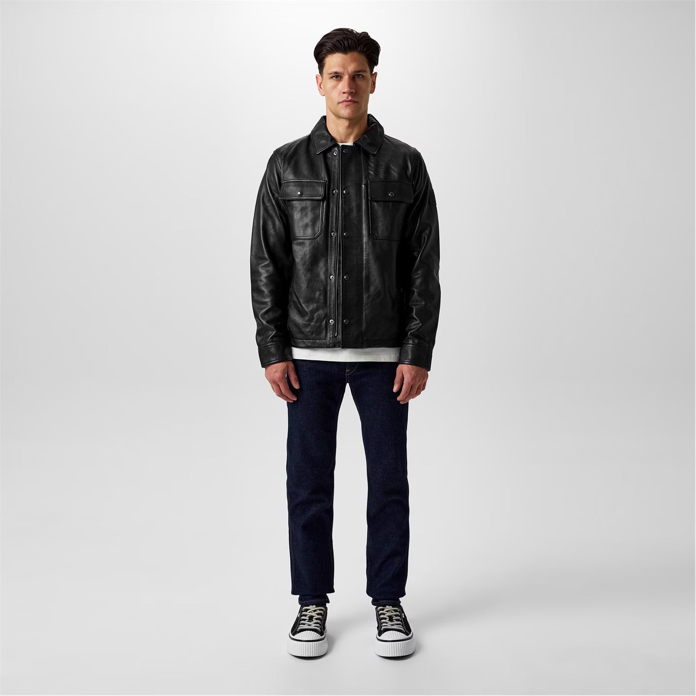 BELSTAFF QUARRY LAMB LEATHER OVERSHIRT JACKET BLACK UK42 XL RRP £795 BNWT