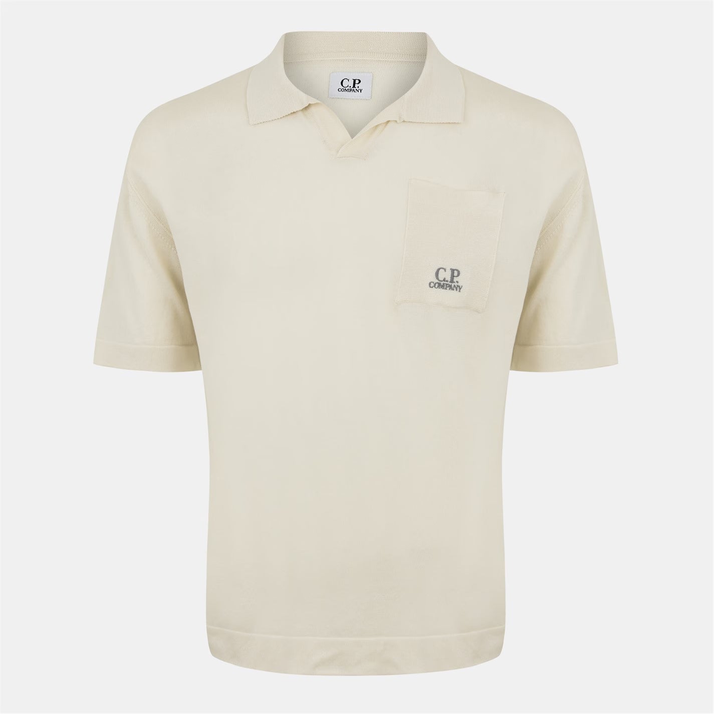 CP COMPANY REVERE COLLAR KNITTED POLO SHIRT GAUZE WHITE LARGE RRP £275 BNWT
