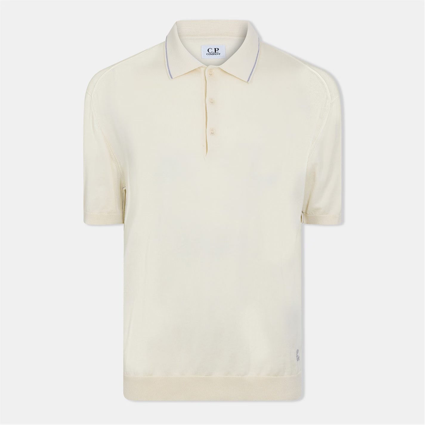 CP COMPANY TIPPED COLLAR KNITTED POLO SHIRT GAUZE WHITE LARGE RRP £275 BNWT